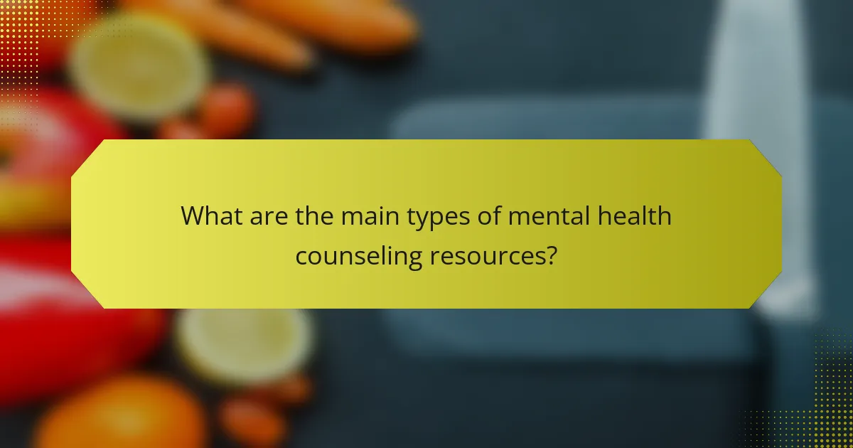 What are the main types of mental health counseling resources?