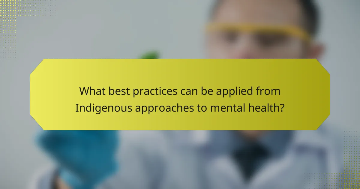 What best practices can be applied from Indigenous approaches to mental health?