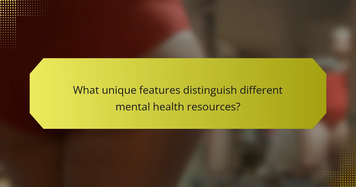 What unique features distinguish different mental health resources?
