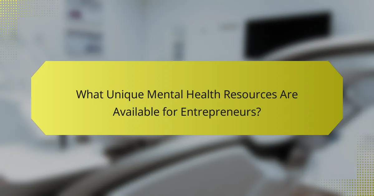 What Unique Mental Health Resources Are Available for Entrepreneurs?